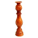 Carved Acacia Wood Candleholder