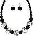 Wood and Glass Beaded Zebra Print Necklace and Earrings Set Fashion Jewelry