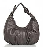 Besace XL en cuir lisse et souple marron fonc&eacute;