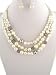 Fashion Jewelry ~ 3 Strands Faux Pearls with Metal Balls Necklace and Earrings Set