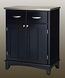 Home Styles Black Server with Stainless Steel Top 29.25x16x36-in.