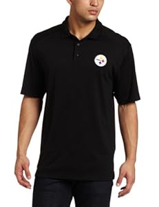 NFL Pittsburgh Steelers Men's Drytec Genre Polo Knit Short Sleeve Top, Black, Large