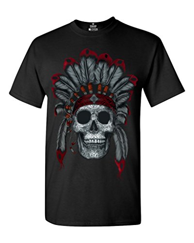 Shop4Ever® Chief Headdress Skull T-shirt Native American Shirts