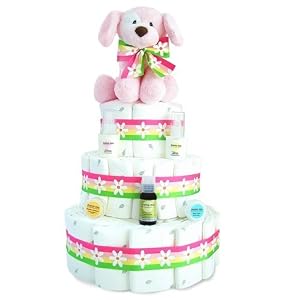 Mommy & Me New Baby Shower Diaper Cake for Girls Featuring Mama Mio Skin Care Products for Her