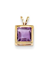 14k 7mm Amethyst Bezel Pendant
