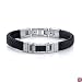 Fashionable Excellence: Stainless Steel Carbon Fiber ID-style Braided Leather Strap Bracelet for Men