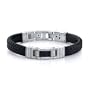 Fashionable Excellence: Stainless Steel Carbon Fiber ID-style Braided Leather Strap Bracelet for Men