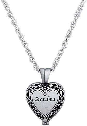 CA Gift Memorial Urn Locket Necklace with Vial for Ashes on 23" Rope Chain (Grandma)