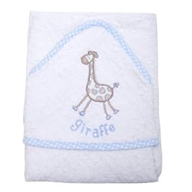 Baby/Babies Boys Giraffe Hooded Bathrobe 100% Cotton Towel Bath Robe (75cm x 75cm) (Blue)