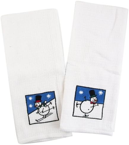 Snowman Embroidered Waffle Weave Kitchen Towel - Set of 2