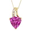 10k Yellow Gold Created Pink Sapphire and Diamond-Accent Pendant, 18"