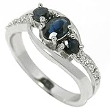1.0ct Genuine Natural Sapphire Gemstone and Diamond 10k White Gold Ring