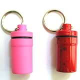 2pc Medium Size Heavy-Duty Plastic & Lightweight Container PILL CASE Set w/Key Chain - Water Resistant