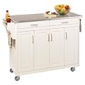 Kitchen Cart with Stainless Steel Top - White