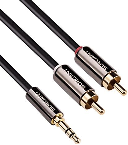 SURGANT (3FT/0.9M) Dual Shielded Gold-Plated 3.5mm Male to 2RCA Male Stereo Audio Y Cable