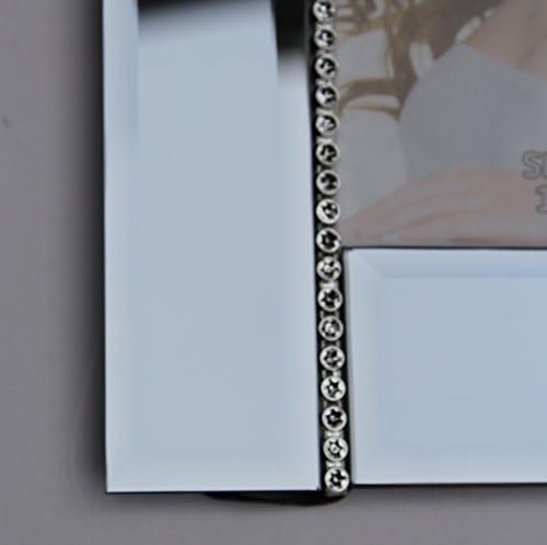 Silver Tinted Mirror Picture Frame with elegant rhinestone details. WEDDING COLLECTION - Bling, Beveled, Mirrored - 4 x 6-inch - 4x6 (TINTED MIRROR)