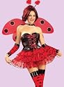 Womens Adult Ladybug Costume Sexy Red Polka Dot Lady Bug Insect Outfit with Wings and Accessories