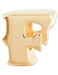 Reflection Beads Silver Gold Plated Letter F Block Alphabet Bead