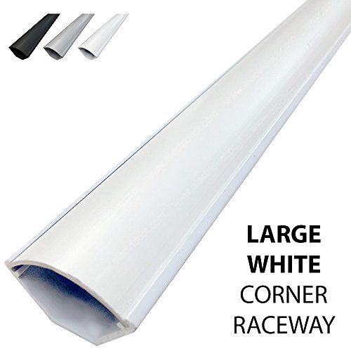 Large Corner Duct Cable Raceway (1250 Series) - 5 Feet - White - 2 Sticks
