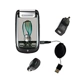 Retractable USB Hot Sync Compact Kit with Car & Wall Charger for the Motorola MOTOMING A1200 - Gomadic Brand w/ TipExchange Technology