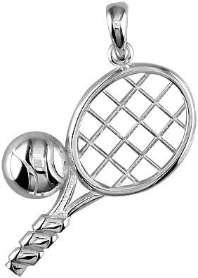 SZIROSolid Tennis Racket and Tennis Ball Charm in Sterling Silver