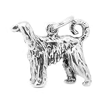 Sterling Silver Afghan Hound Dog 3d Charm