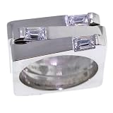 Steel-Jewelry: Stainless Steel with Signity Cubic Zirconia Baguette Stacking Ring Set