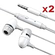 2 PAIR HEADPHONE EARPHONE EARBUD FOR APPLE IPOD MP3+MIC