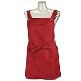 エプロン 前掛け 前しばりショート丈 ガーデニング キッチン女性 婦人用 業務用（レッド）