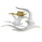 Sterling Silver GP Birds On Flight Pin Brooch