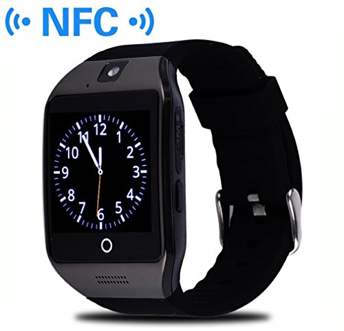 Bluetooth Smart Sports Watch Wrist Phone Watch with Pedometer Camera Support Micro Sim Card for Smart Phone [NFC 8G Black]