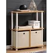 Furinno 99152BE/WH/IV 2-Tier Go Green Multipurpose Storage Rack Shelving Unit Bookshelf Cabinet with 2 Bins, Beech Finish