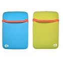 2n1 Combo - 2-Sided Reversible Premium Laptop Just Fit Neoprene Sleeve Case Cover - Bundle with LCD Screen Protector for Amazon Kindle Electronic Reading Device - (Kindle NOT included) , BLUE/GREEN
