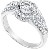 Classy! High Fashion! Women's 14k White-gold Moissanite & Diamond Engagement Ring