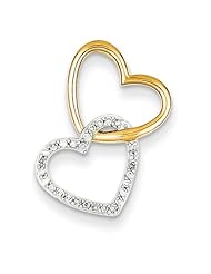14k Two-Tone Gold Diamond Double Heart Pendant