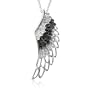 Sterling Silver Angel Feather Wing BLACK and WHITE Diamond Pendant Necklace (HI, SI3-I1, 0.25 carat)