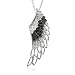 Sterling Silver Angel Feather Wing BLACK and WHITE Diamond Pendant Necklace (HI, SI3-I1, 0.25 carat)