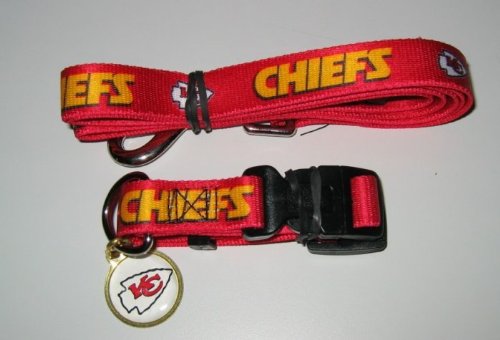 Kansas City Chiefs Pet Accessories Set - Large (6' Leash, Collar, and ID Tag)