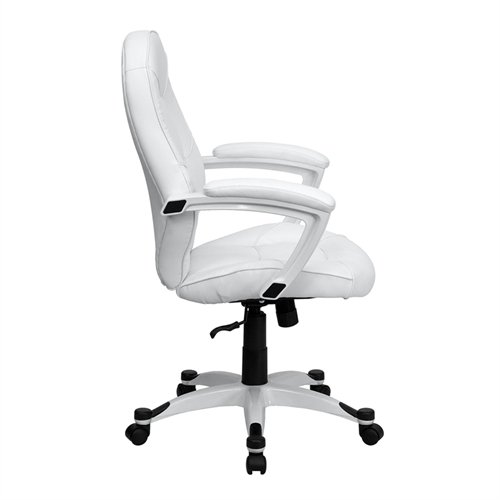 Flash Furniture QD-5058M-WHITE-GG Mid-Back White Leather Executive Office Chair