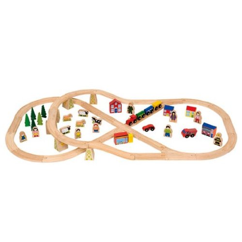 Bigjigs Countryside Complete Wooden Train Set (72 Piece)