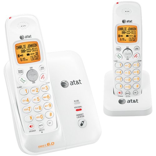AT&T DECT 6.0 White/Grey Digital Dual Handset Cordless Telephone (EL51209)