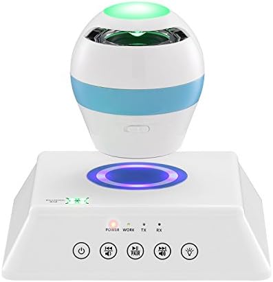 Levitating Maglev Bluetooth V4.0 Portable Wireless Floating Speaker with LED Rotate Ball Rechargeable Touch Controls 3D Stereo for Iphone Android SmartPhones (white)