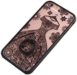iPhone cases,iPhone 6 plus cases,iphone 6s plus cases, Clear Lacy pattern,Relief Pattern Hard Case Cover,fashion and modern iphone case with ring (black)