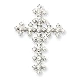14k White Gold Diamond Celtic Cross Pendant Diamond quality AA (I1 clarity, G-I color)