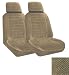 Set of 2 Universal Fit LowBack Madrid Pattern Front Bucket Seat Cover - Sand