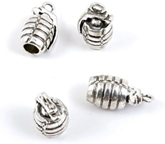 10 PCS Antique Ancient Silver Tone Jewelry Making Charms Findings Jewellery Charme Bulk Wholesale Supplies Supply M6TY3 Hand Grenade