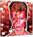 David Bowie - Pop Art Print (Multicolour; Red Hearts Background) 30 x 30 x 2 cm Medium Square Deep B