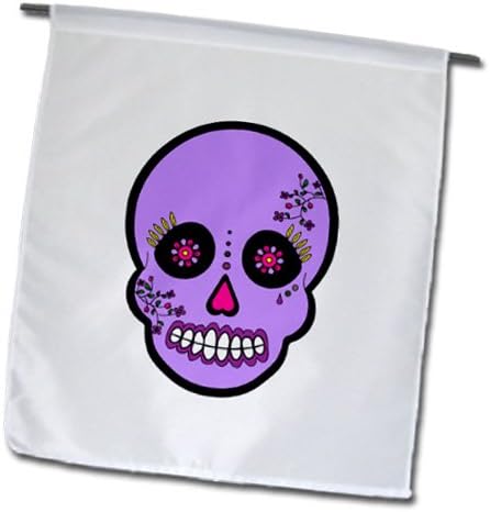 fl_28867_1 Janna Salak Designs Day of the Dead - Day of the Dead Skull Día de los Muertos Sugar Skull Purple - Flags - 12 x 18 inch Garden Flag