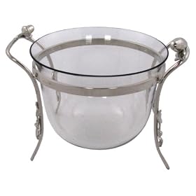 America Retold Antique Nickel and Glass Acorn Stand with Serving Bowl by America Retold