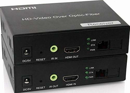 DISTANCER DT200 HDMI Extender Over Fiber Optic Transmission(Transmitter and Receiver Set), Support IR HDMI 1.3, HDCP1.1 & 1.2, 1080P, Up to 65610ft(20km)